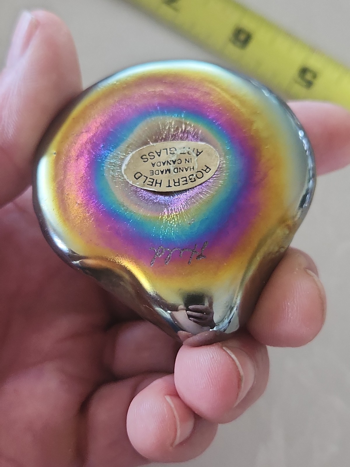 Robert Held Signed “Held” Seashell Iridescent Paperweight