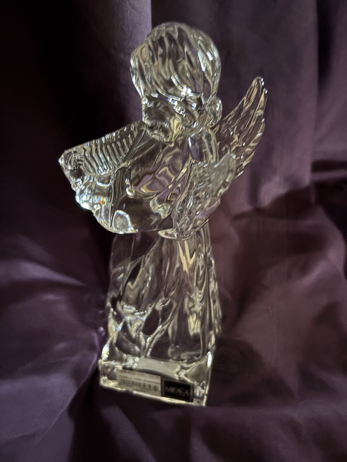 Mikasa Herald Collection Angel Harp Crystal Glass Germany 8” Tall SN093/529