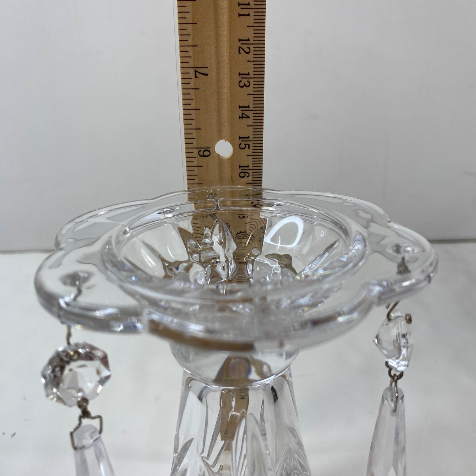 Royal Limited Clear Lead Crystal Glass Candlesticks Set of 2 Dangling Prisms