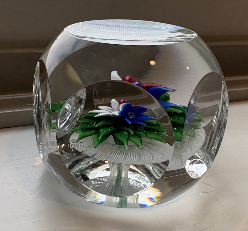 Saint Louis Crystal France 1978 Lampwork Floral Bouquet Paperweight
