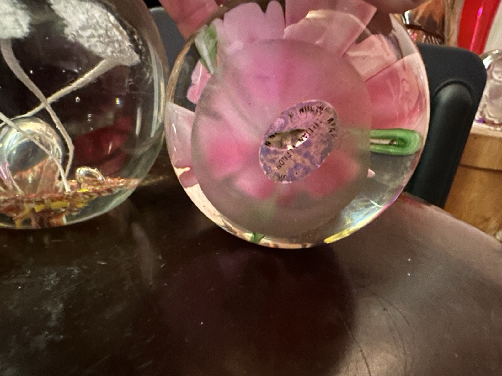 Lot Of 4 Art Glass Paperweights Varied Floral Settings From 1970s and 1980s