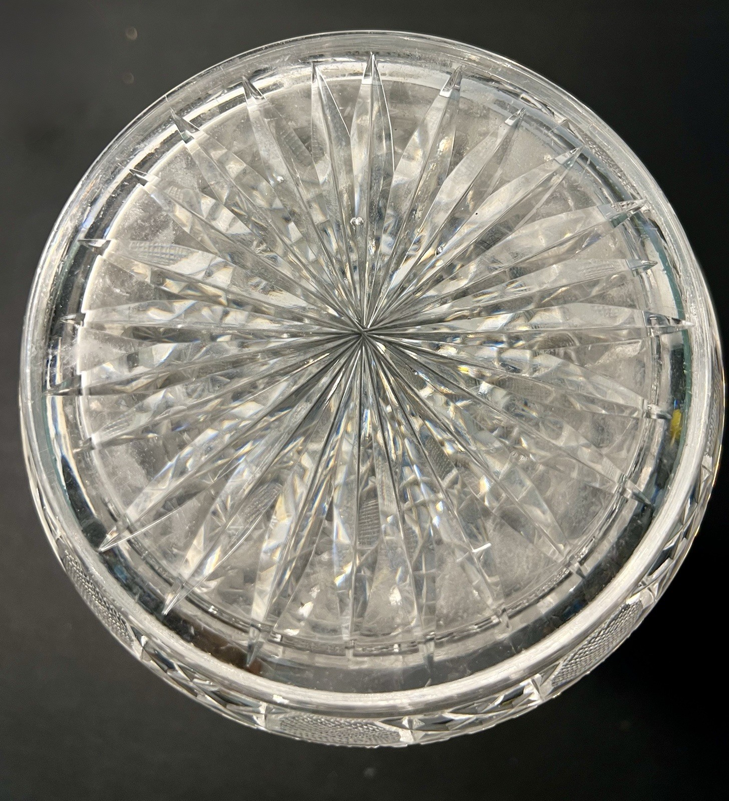 American Brilliant Period 1900s Cut Glass Corset Vase Floral Engraving, 6.5×16”