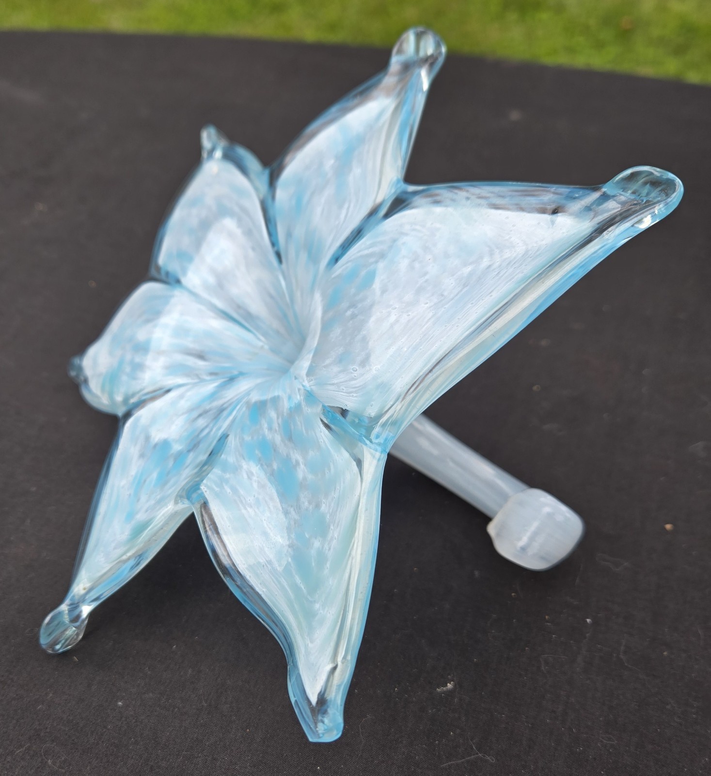 Beautiful Large Blue White Murano Art Glass Flower Shelf Table Decor MCM Italy