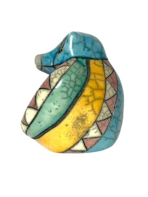 Fenix Raku Pottery Baboon Figurine Hand Made South Africa Collectible Art