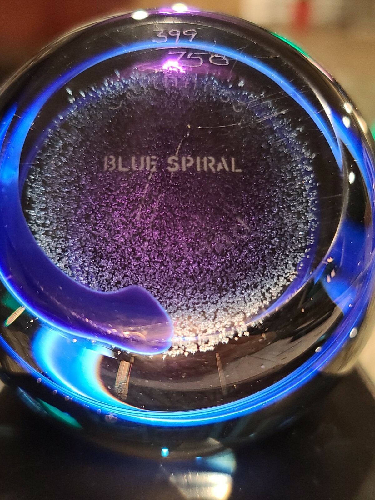 CAITHNESS PAPERWEIGHT BLUE SPIRAL #399/750