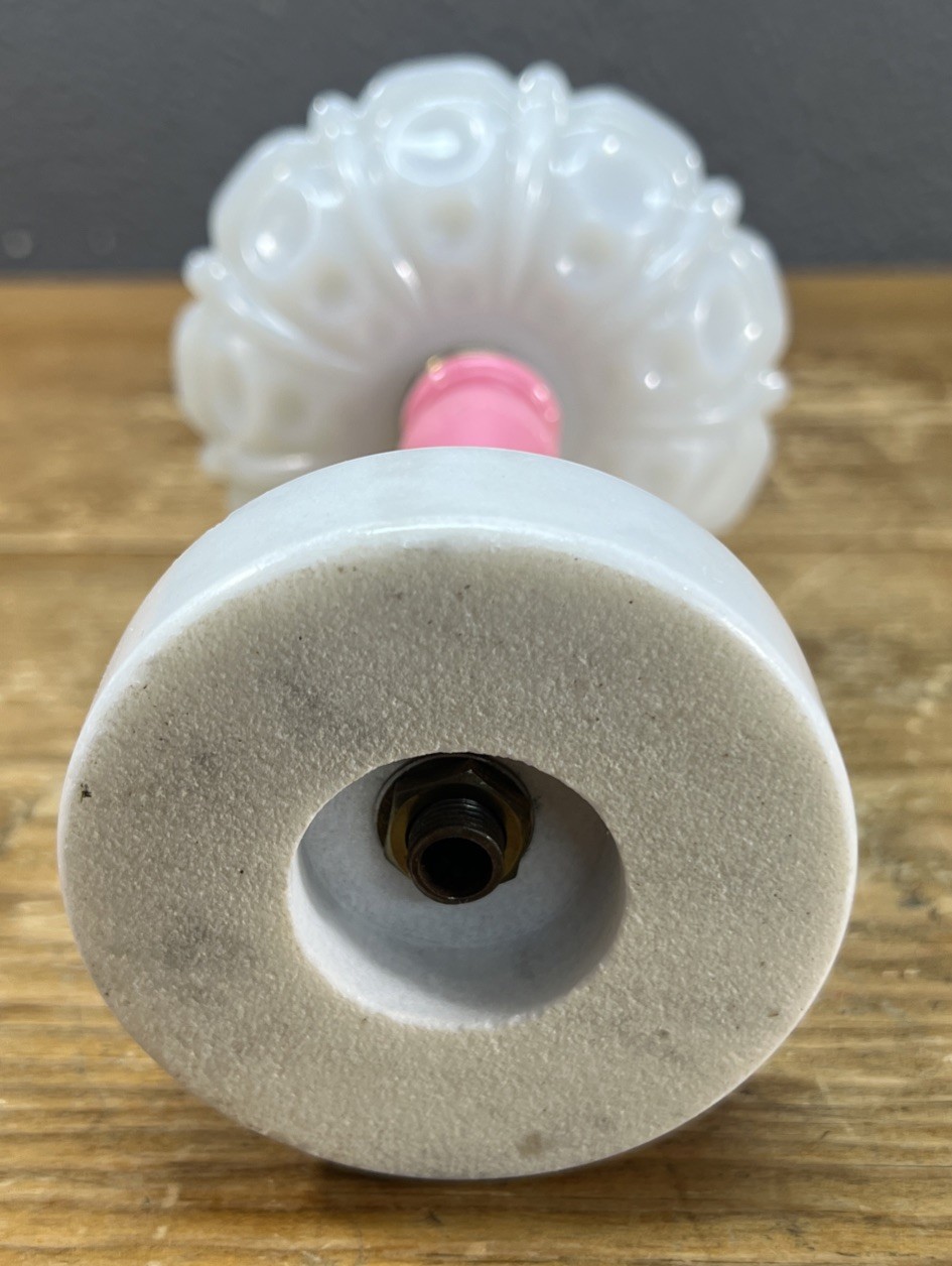 Vintage Marble Milk Glass Candle Holder / Trinket Dish 6”