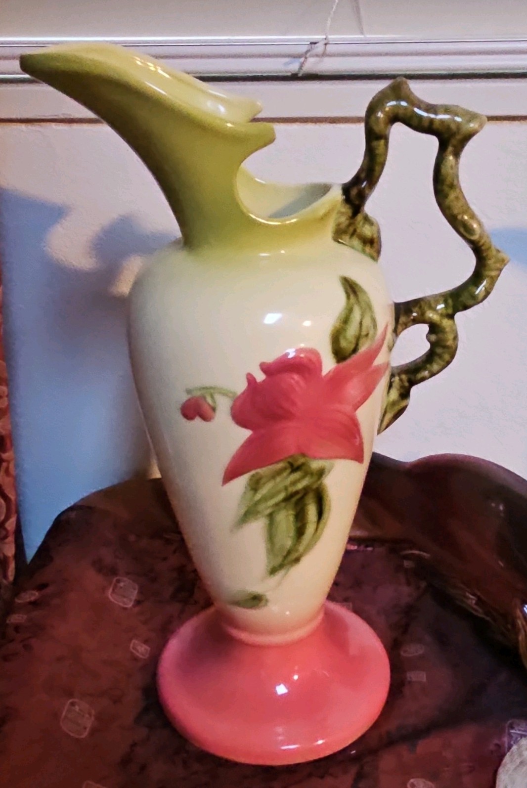 VINTAGE HULL POTTERY 14 INCH EWER WOODLAND PITCHER – W24 – 13 1/2 VASE