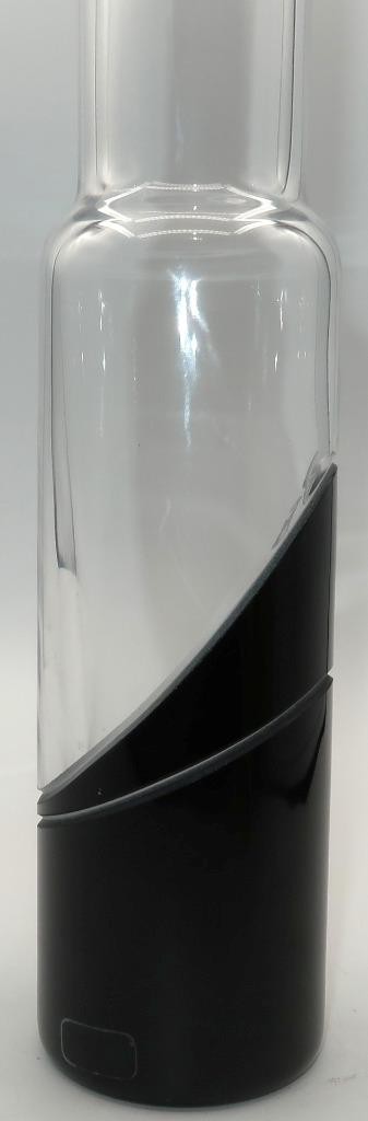 Murano Archimede Seguso MCM Art Glass Clear & Black Cylindrical Vase, 11 3/8″