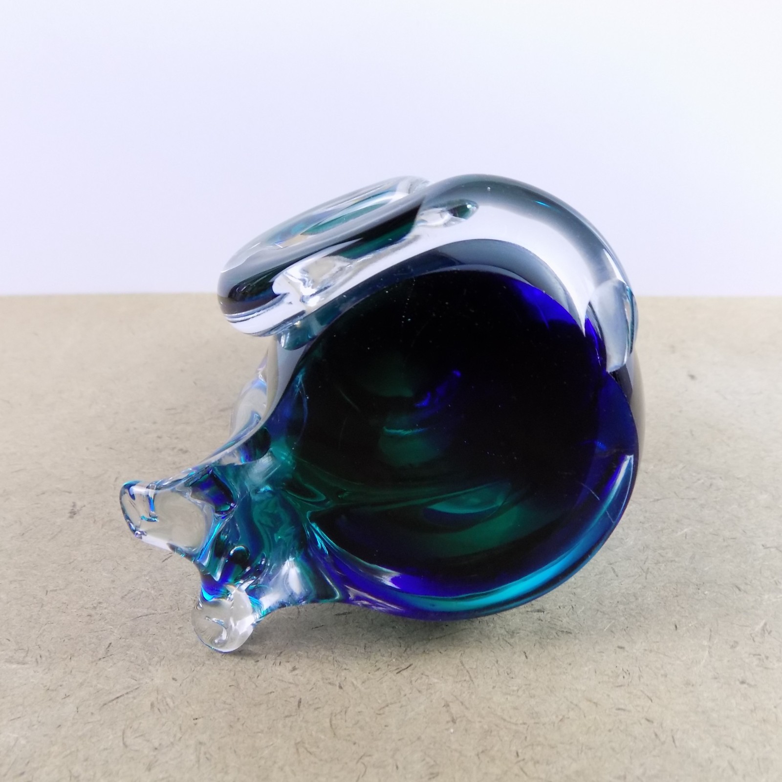 Murano Art Glass Cat Figurine Blue & Green 6.75″ Tall VGC Italy