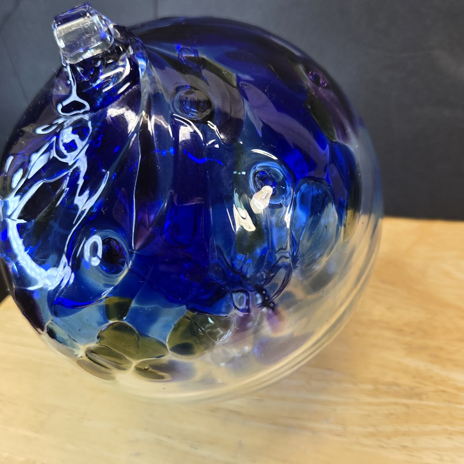 Olde English 5 1/2″ Witch Ball Hand Blown Glass Cobalt Blue Ornament Yard Decor