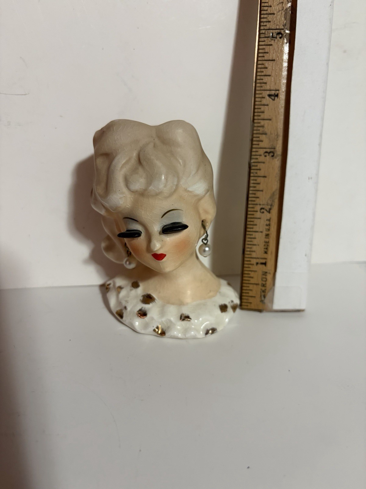 Vtg Napcoware? Porcelain Lady Head Bud Vase Figure Japan Earrings Tilso Japan