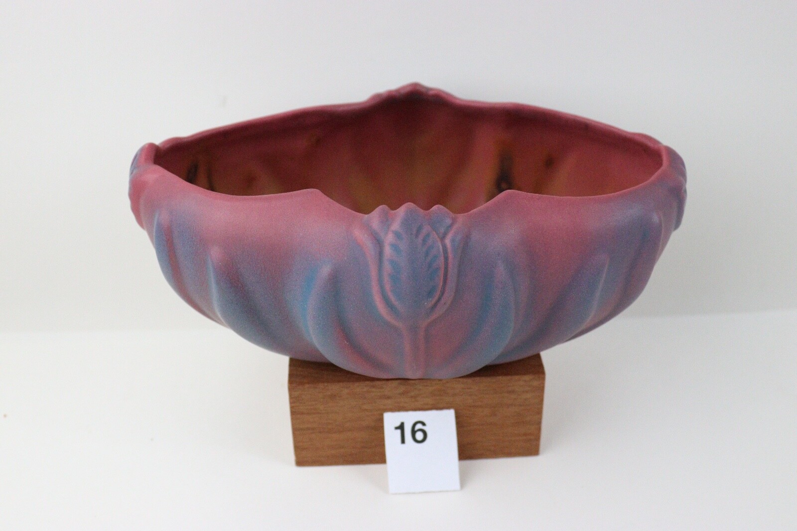#16 Early Van briggle pottery Mulberry 8″ tulip bowl