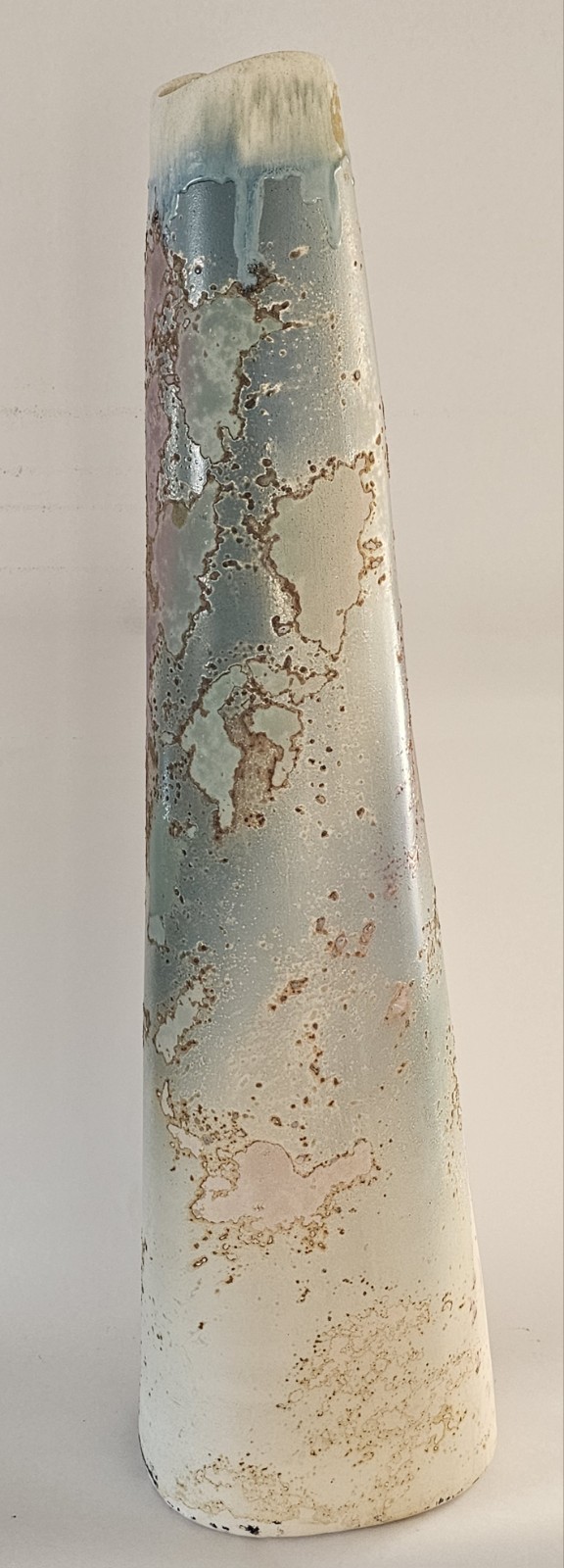 1970 MCM 34″ Monumental Tony Evans Raku #53 Pottery Vase Ancient Sands Signed