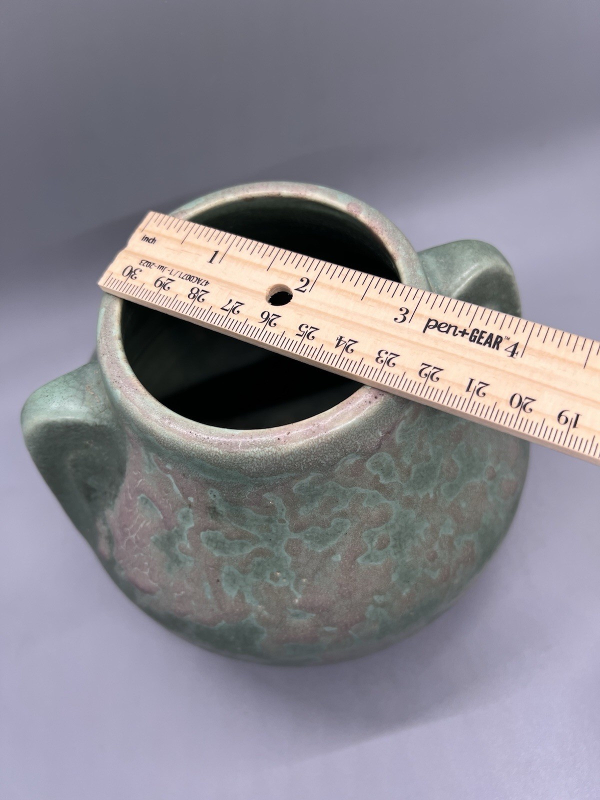 Vintage Brush McCoy Pottery Green Matte New Art Vellum Fawn Vase 1930’s 5″