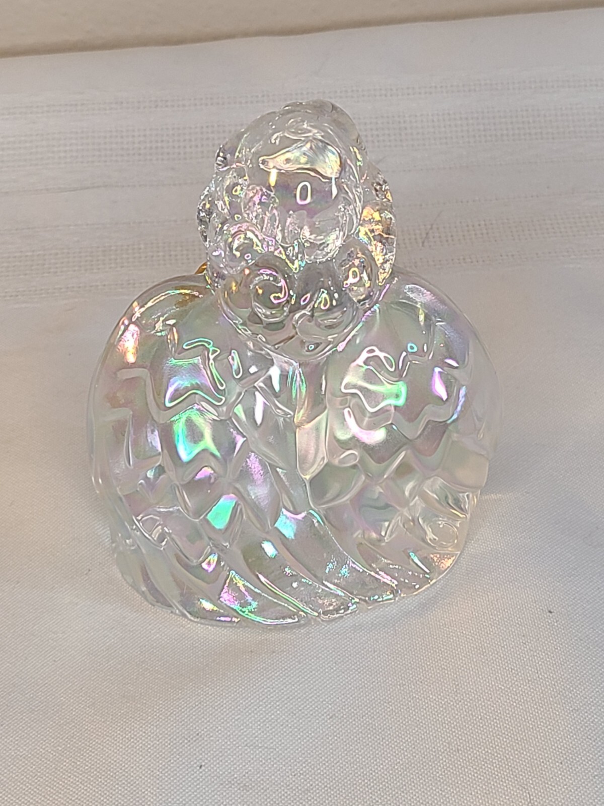 Vintage Fenton Glass Angel IRIDESCENT With Gold Butterfly Figurine 3.3″ Tall