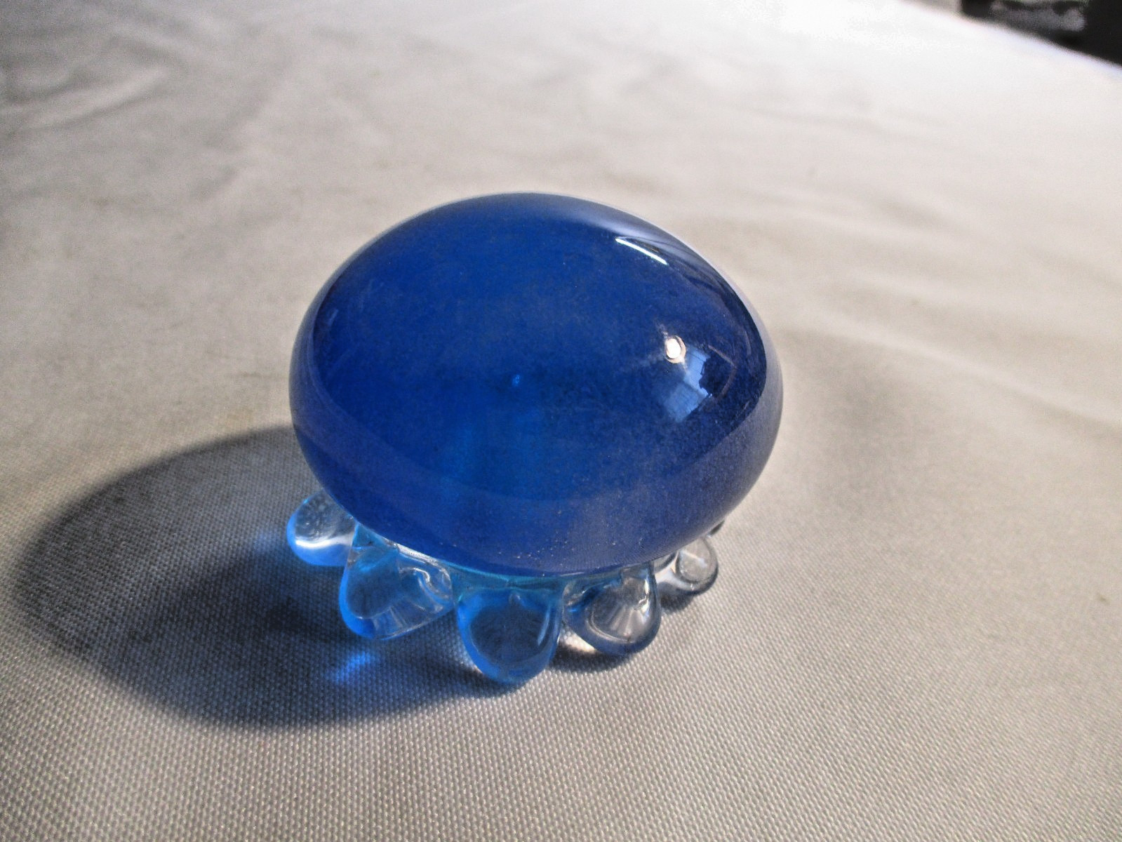 Vintage Art Glass Octopus Paperweight Blue Firework