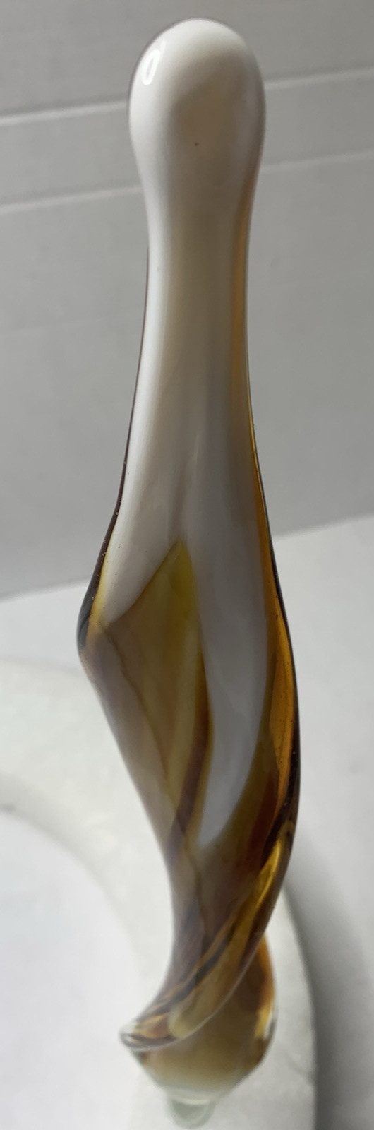 Hand Made Glass Leaf Swirl Clear,White, Brown & Yellow 14 “