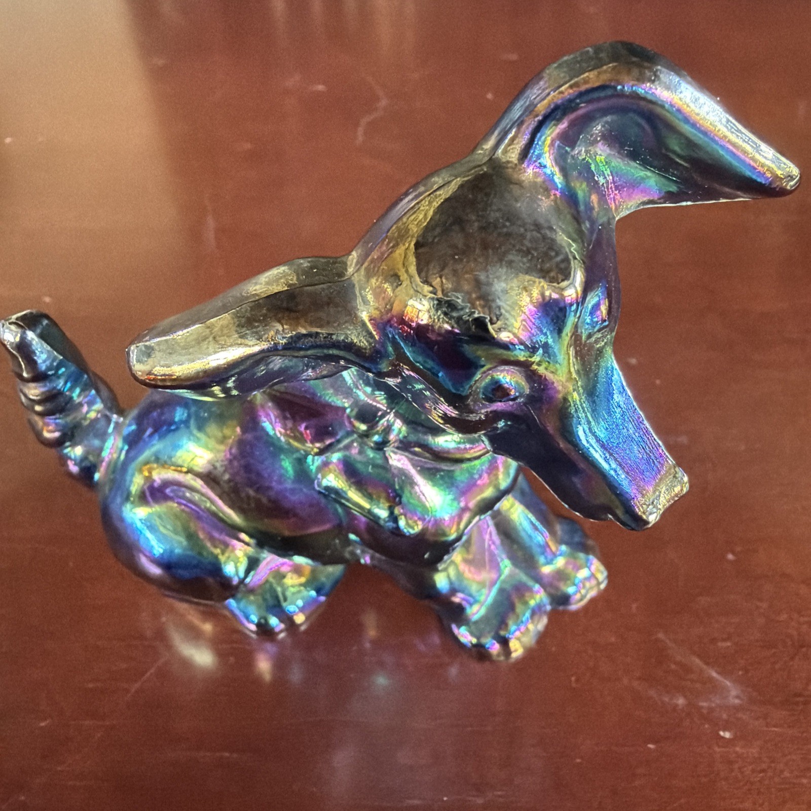 Darling Vintage Imperial Glass Terrier “Parlor” Pup Amethyst Carnival Signed