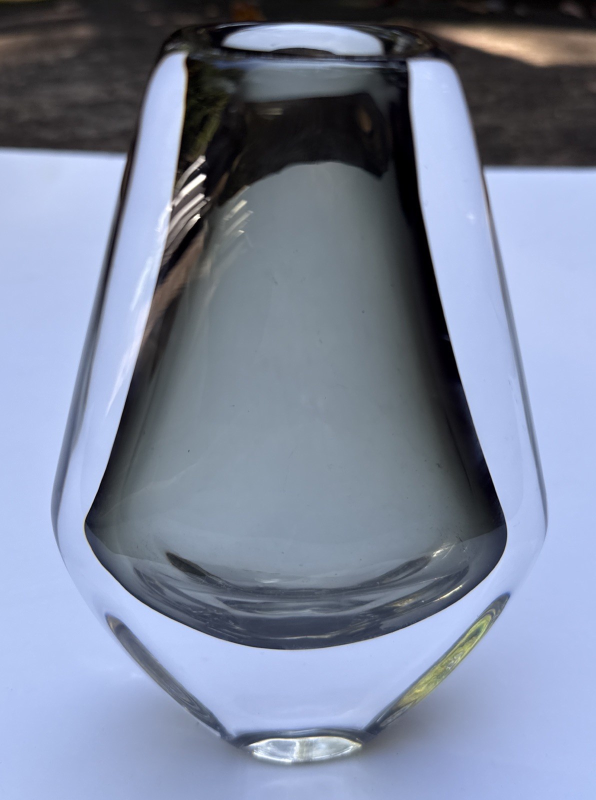 Orrefors – Nils Landberg Sommerso Clear and Smoke Glass 7-5/8″ Vase Signed
