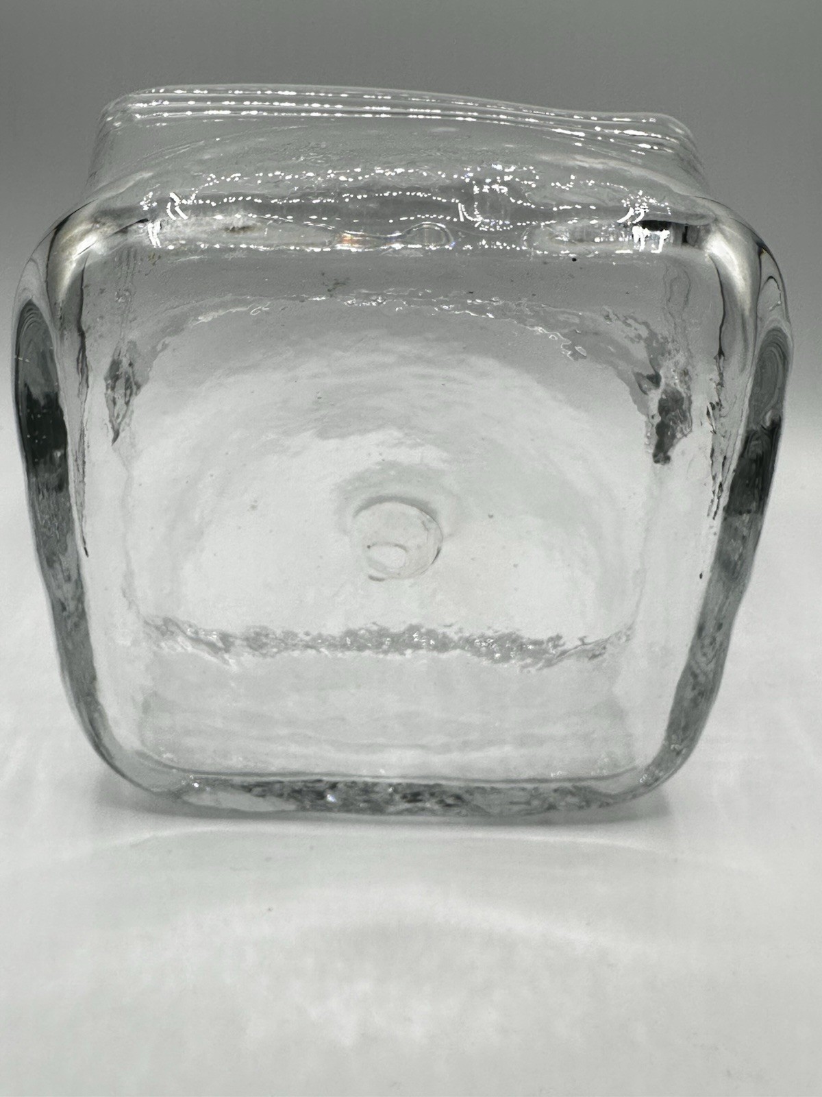 Hand Blown Clear Glass Square Basket 6.5″ Tall