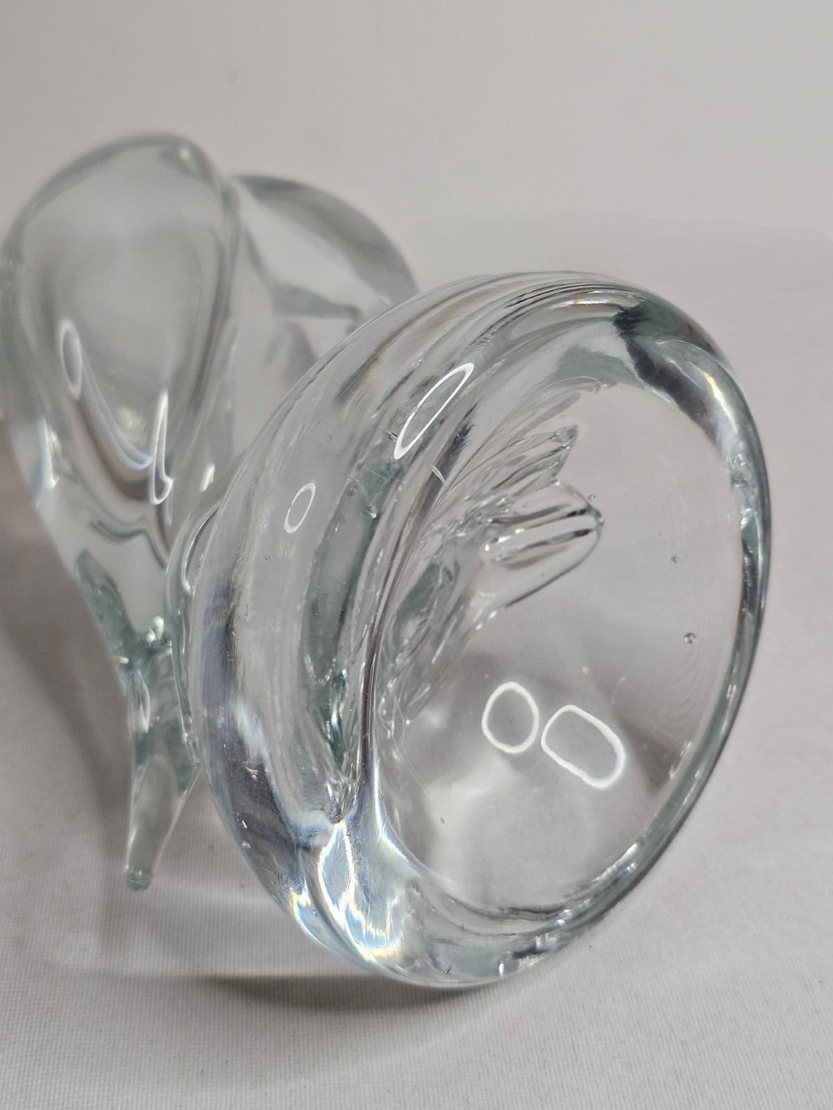 Hand Blown Clear Glass Duck Sculpture Figure Art Decor Paperweight 12″ Goose