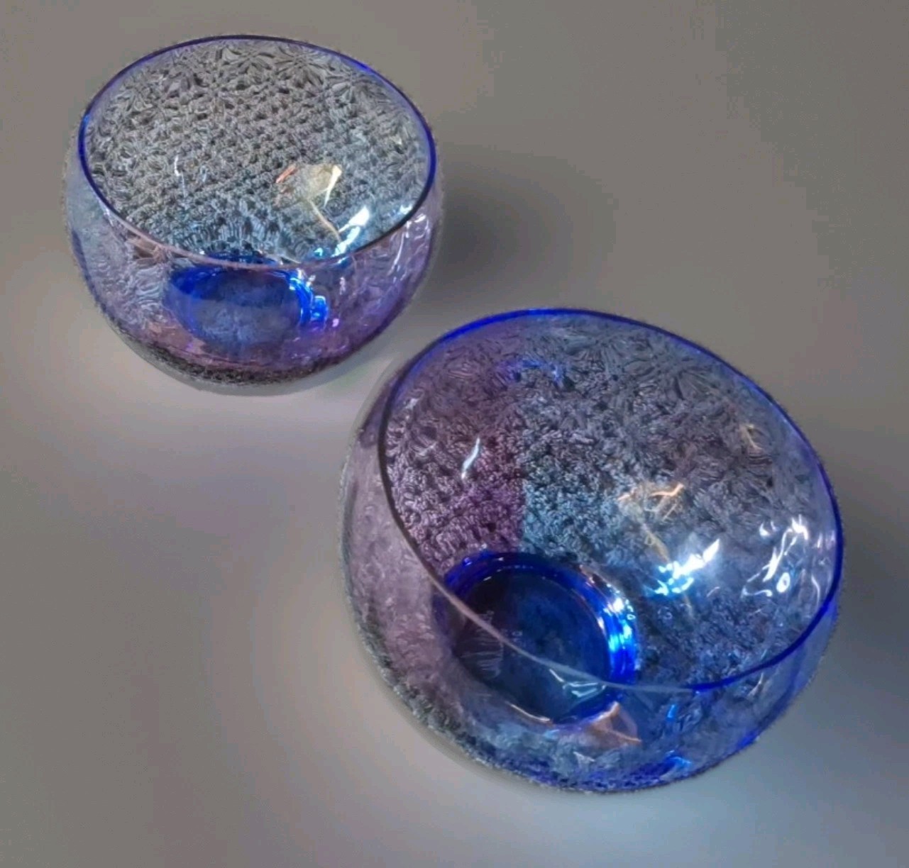 Blue And Purple Glass Hecke/Onjos Sweden Signed