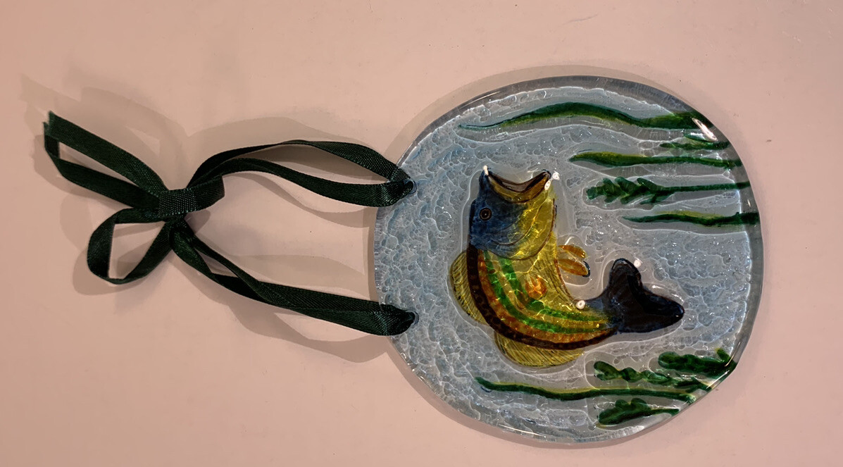 Largemouth Bass Glass Round Sun Catcher Ornament 4 in