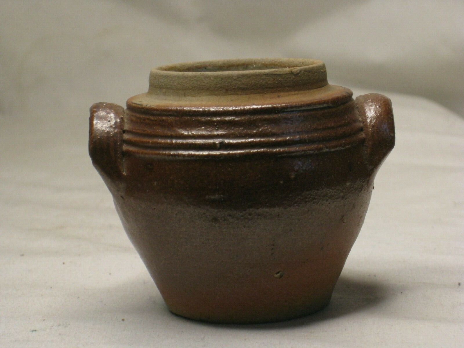 vintage FRANCE small handled container glazed ceramic pottery stoneware jug