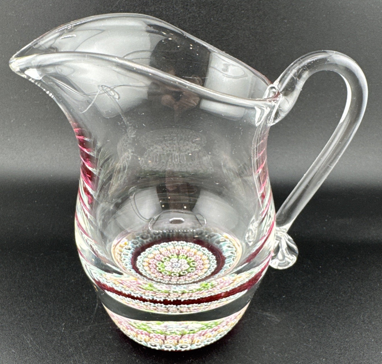 PERTHSHIRE Crieff Scotland Millefiori Paperweight/Pitcher/Creamer Small Glass 4”