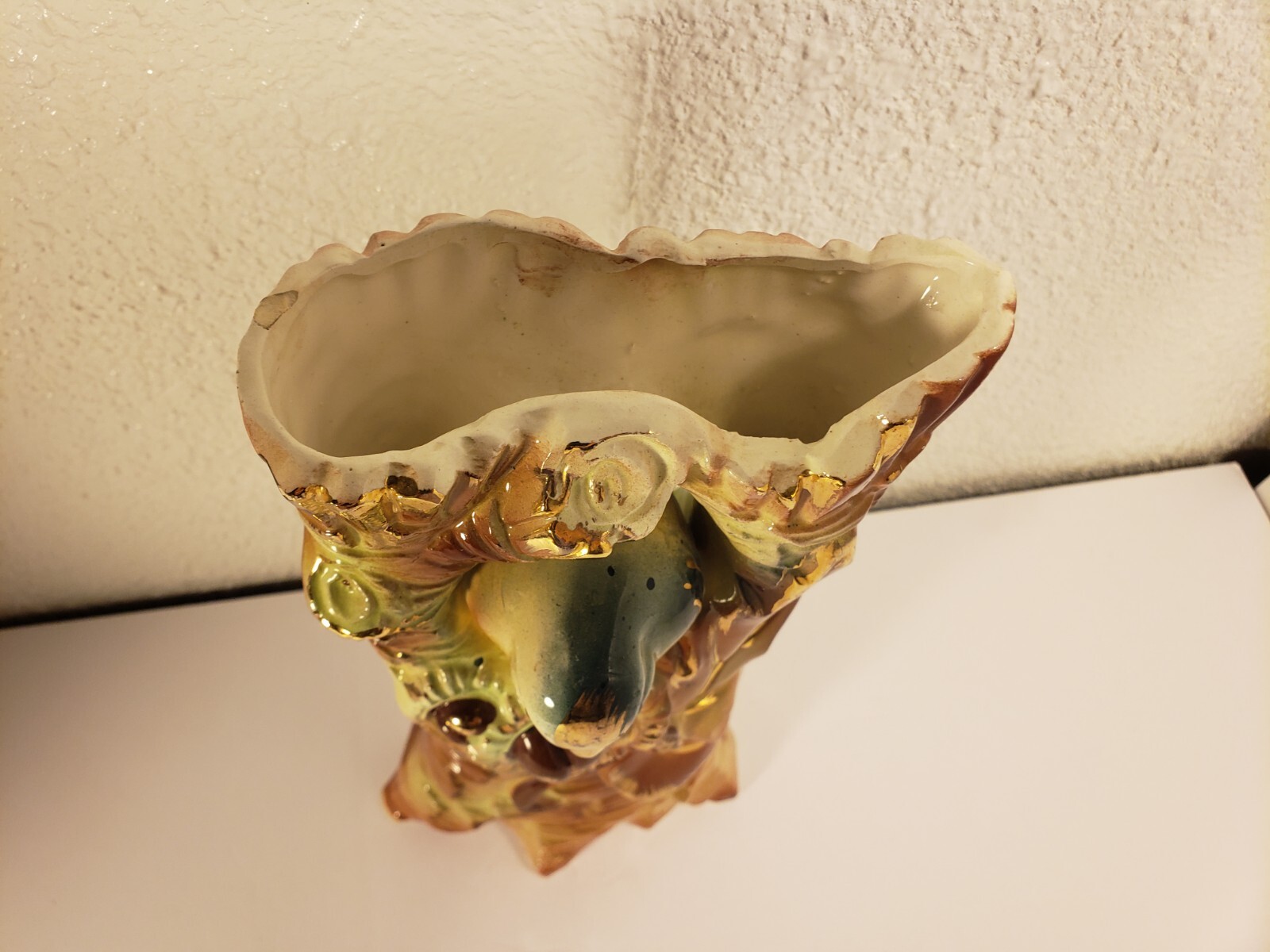 As-Is Mcm Vtg TILSO Blue Bird Nest Tree Trunk Vase Planter Pottery Ceramic 8″