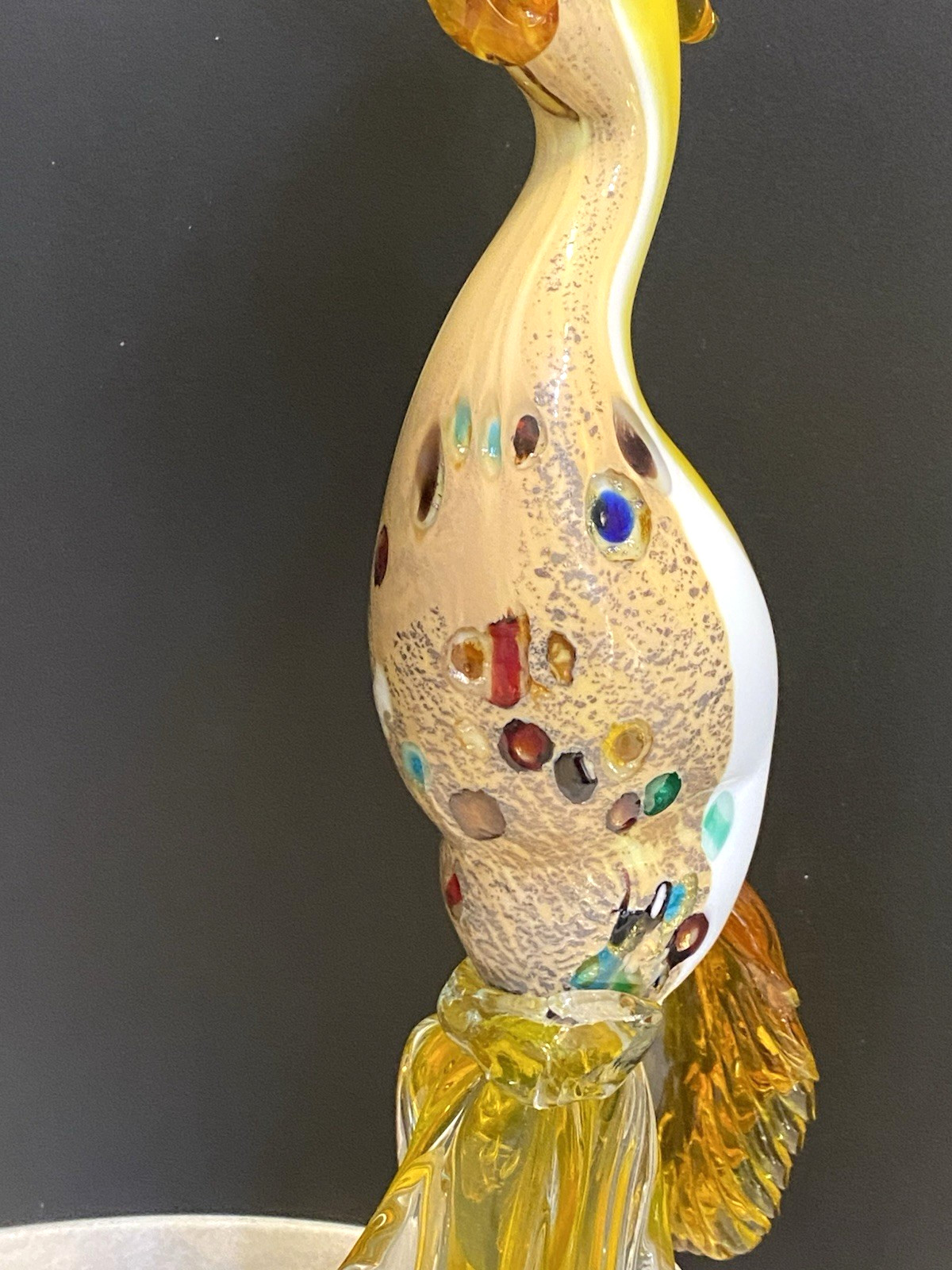 Vintage Murano Glass Bird of Paradise – Rare Pair In Yellow And Green-MCM