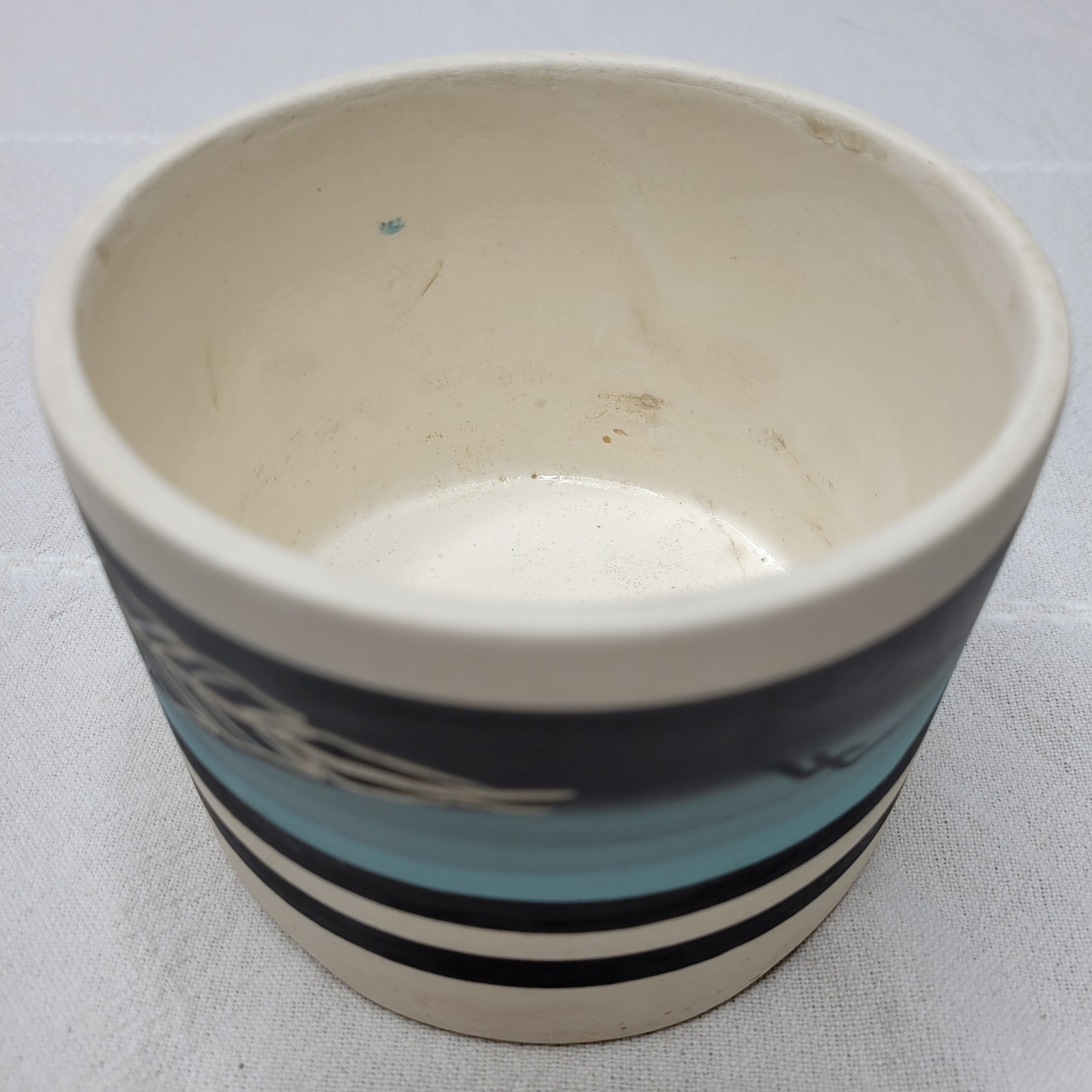 VTG Navajo Hand Painted Blue Mesa Pottery Bowls / Planters Set Southwest Signed
