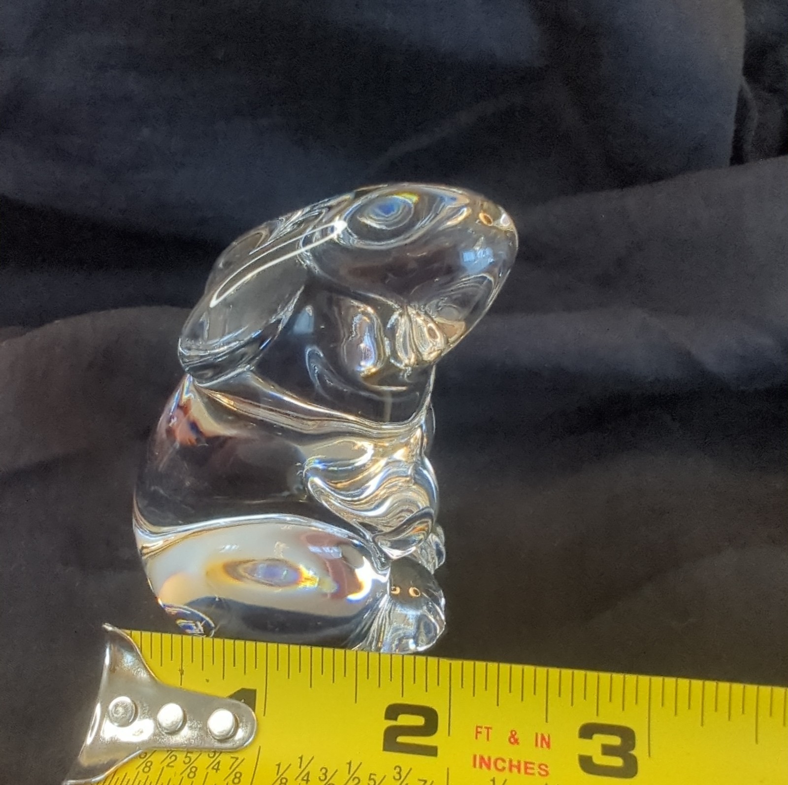 Baccarat France Standing Bunny Rabbit Figurine Crystal Clear Signed 3″ READ