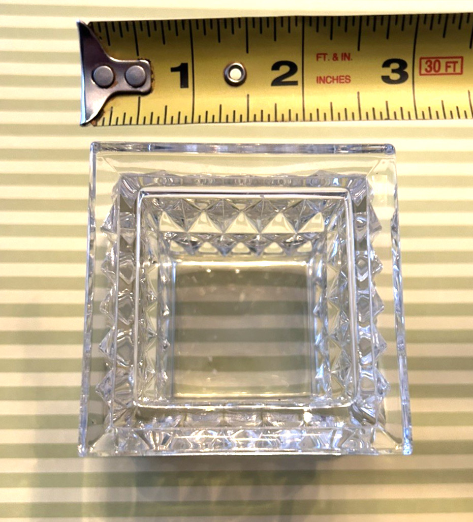 WATERFORD Marquis Crystal Cut Paradoux 3” Candle Votive Holder Square EUC