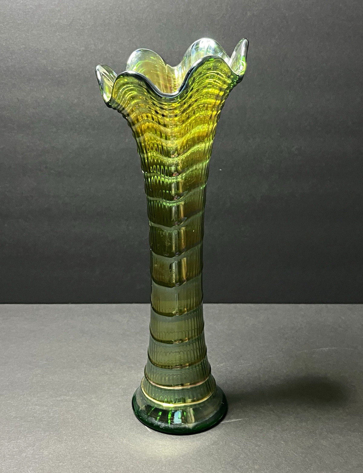 Antique Imperial Glass Co Ripple Swung Vase