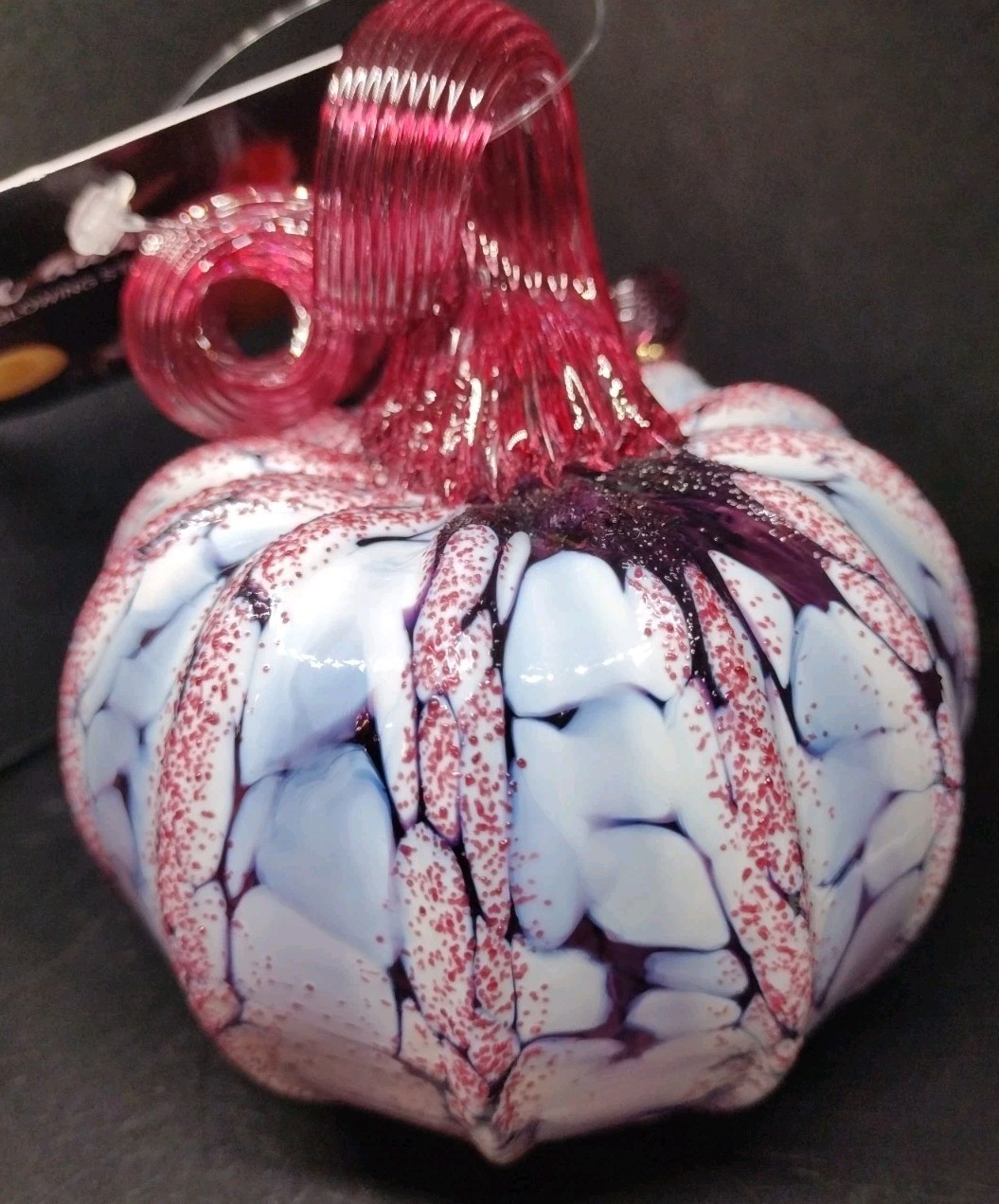 Luke Adams Art Glass “CHERRY BLOSSOM” Mottled Pumpkin Figurine Mini