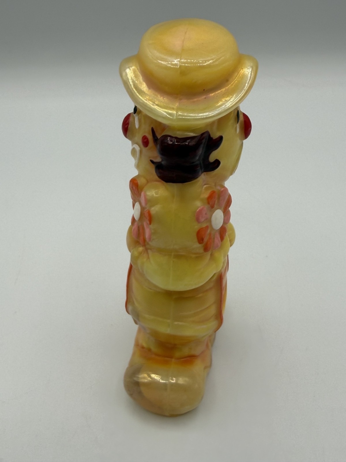 Vintage Boyd Glass Virgil Two Faced Happy Sad Clown Yellow Orange Slag UV GLOW!