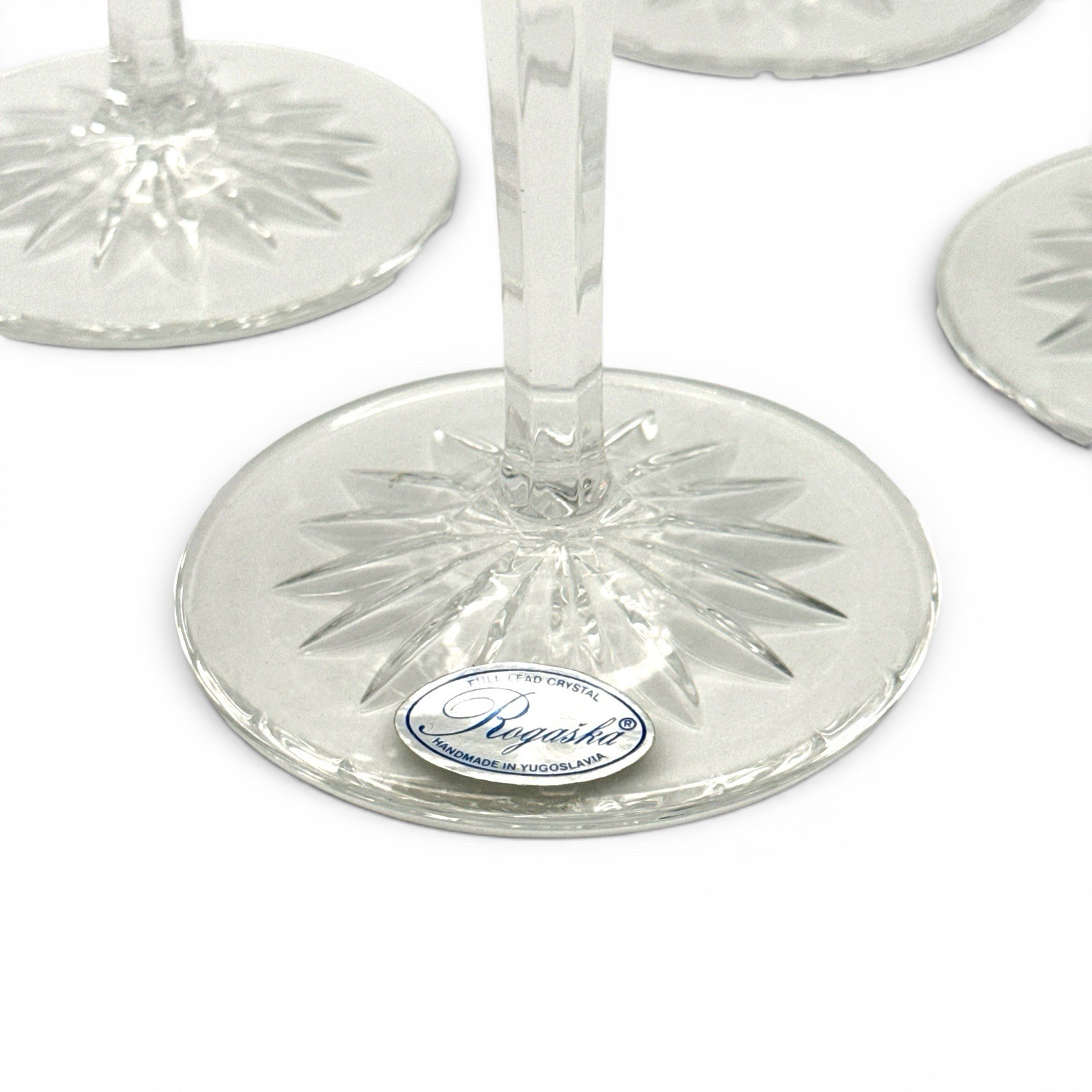 Rogaska Crystal Richmond 6in Single Light Candlestick Notched Multisided 4Pc Set