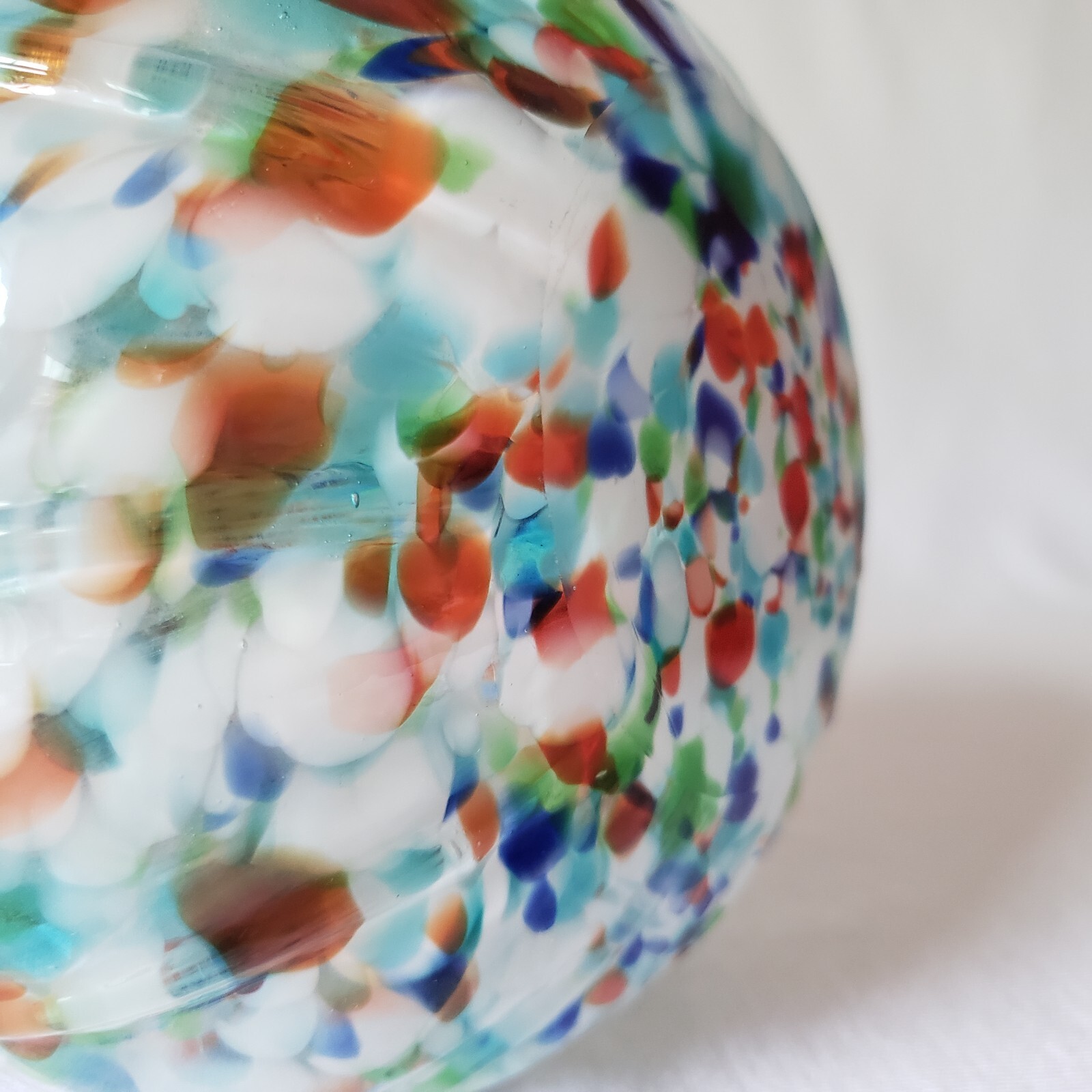 Studio Art Glass Confetti Vase Hand Blown Multicolor Ribbed Wavy Lip 5.25″H 2+lb