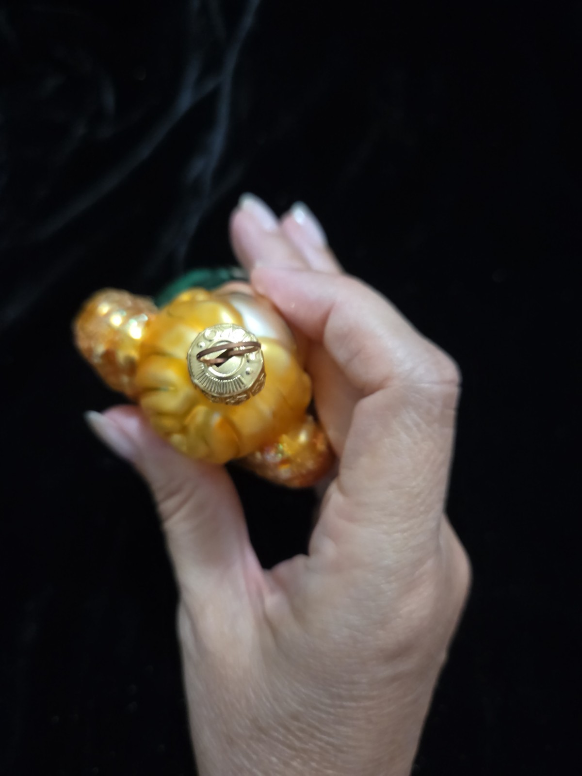 Vtg Christopher Radko Mama’s Little Angel Ornament Green Blown Glass Excellent