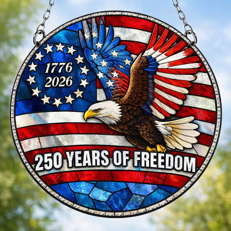 Patriotic Freedom Suncatcher Glass