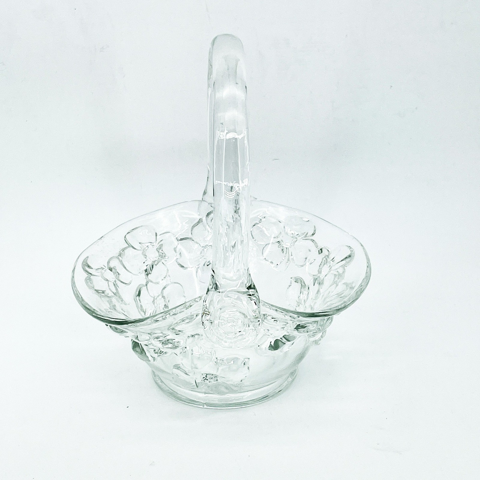 Indiana Glass Tiara Dogwood Flowered Basket Clear Glass 6.5in DB David Bales