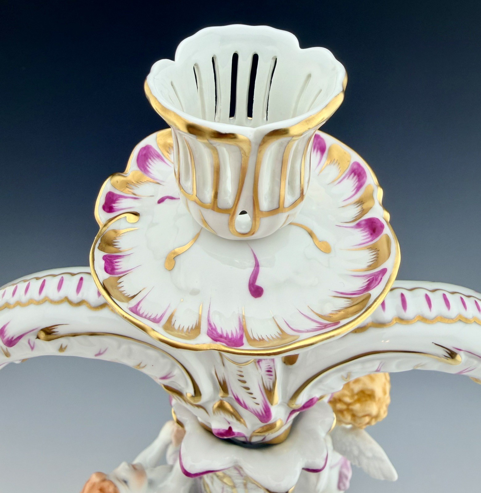 MINT! Stunning HEREND 3 Arm Baroque Candle Candelabra Pair & Vase