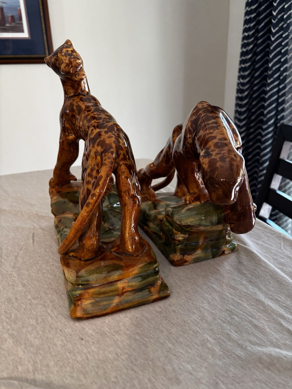 Royal Haeger Leopard Lot Of 2 Tiger R313 Tigress R314 Panther. 1 w/ Tail Repair