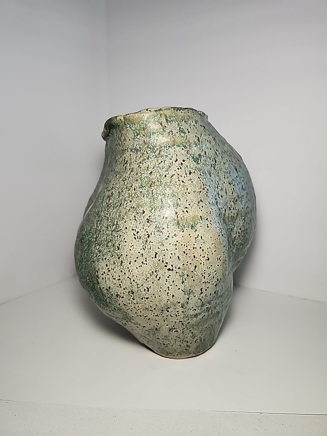 Ooak Art Womens Pregnate Belly Realism Blue Green Pottery Sculpture Statue