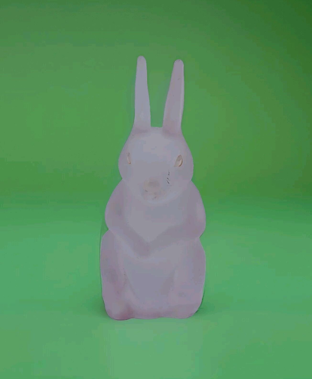 Vintage Pink Frosted Glass Bunny Figurine | Satin Glass Easter Rabbit 5″ Decor
