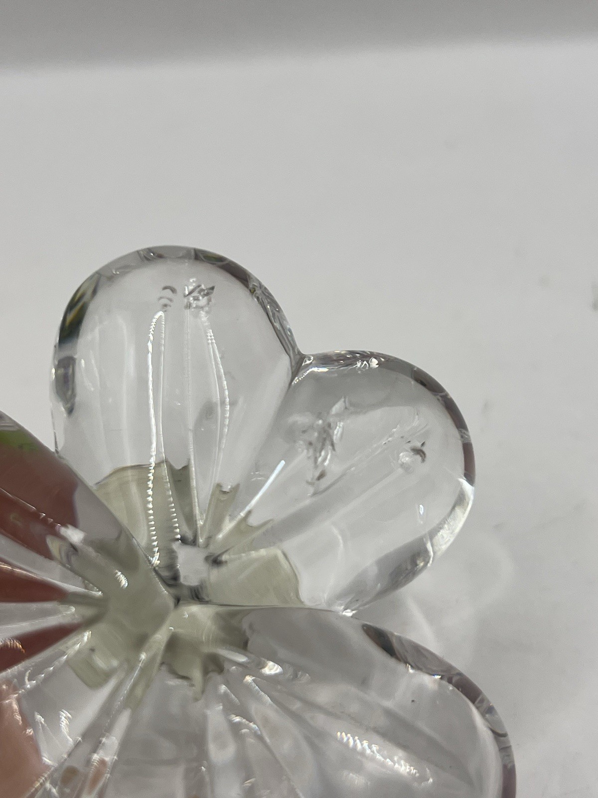 As Is Waterford Crystal Shamrock Clover Paperweight Signed Ireland 3”