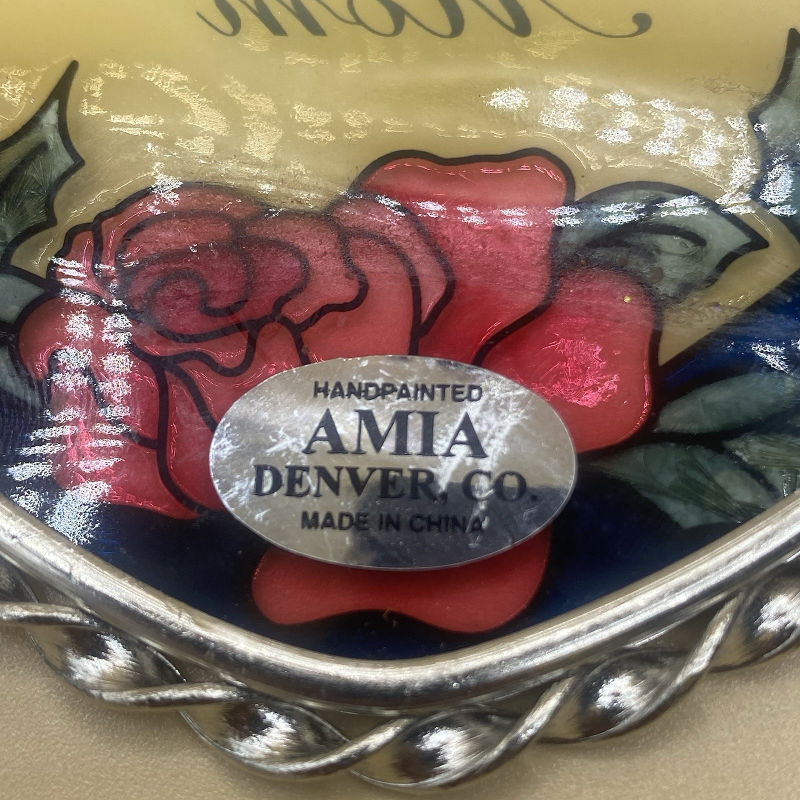 Amia I Love You Mom Heart Stained Glass Suncatcher Butterfly Rose Mothers Day