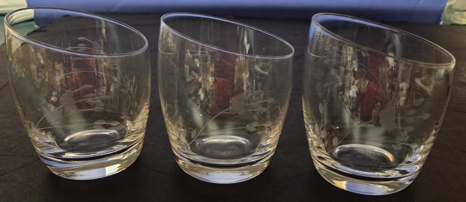 Princess House Heritage 4pc Set Crystal Candle Votive Holders #6311 Slanted Top