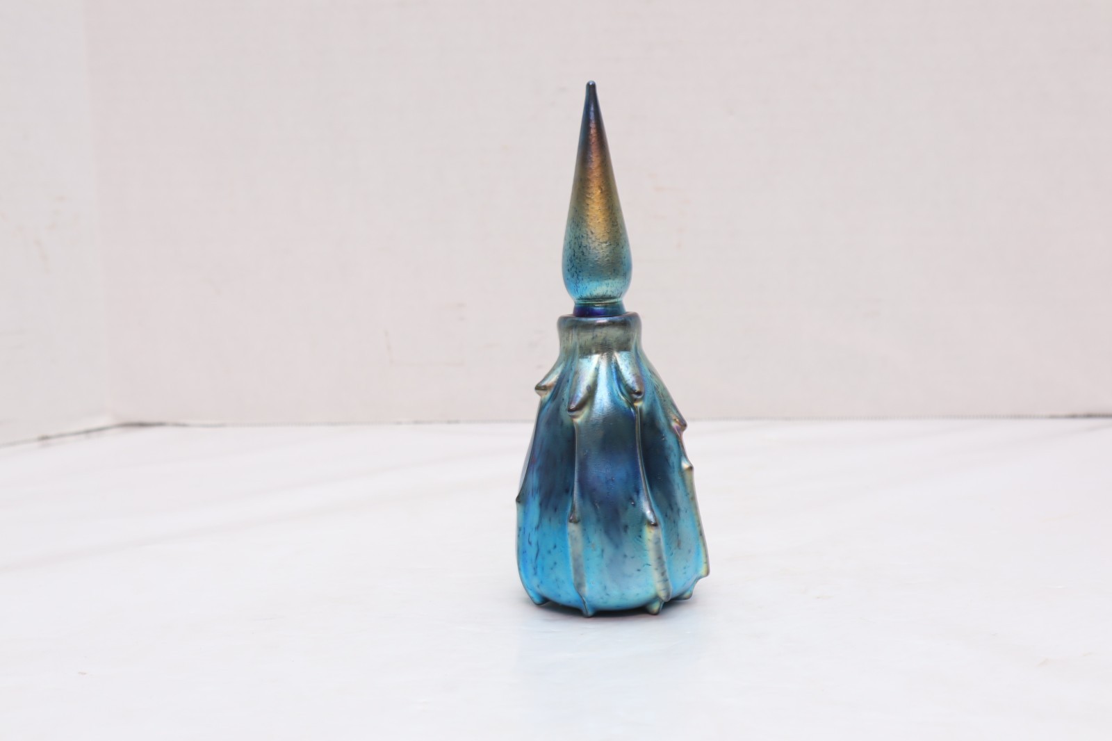 Blue Luster Studio Art Glass Perfume Bottle Saul Alcaraz Iridescent DRIP Design